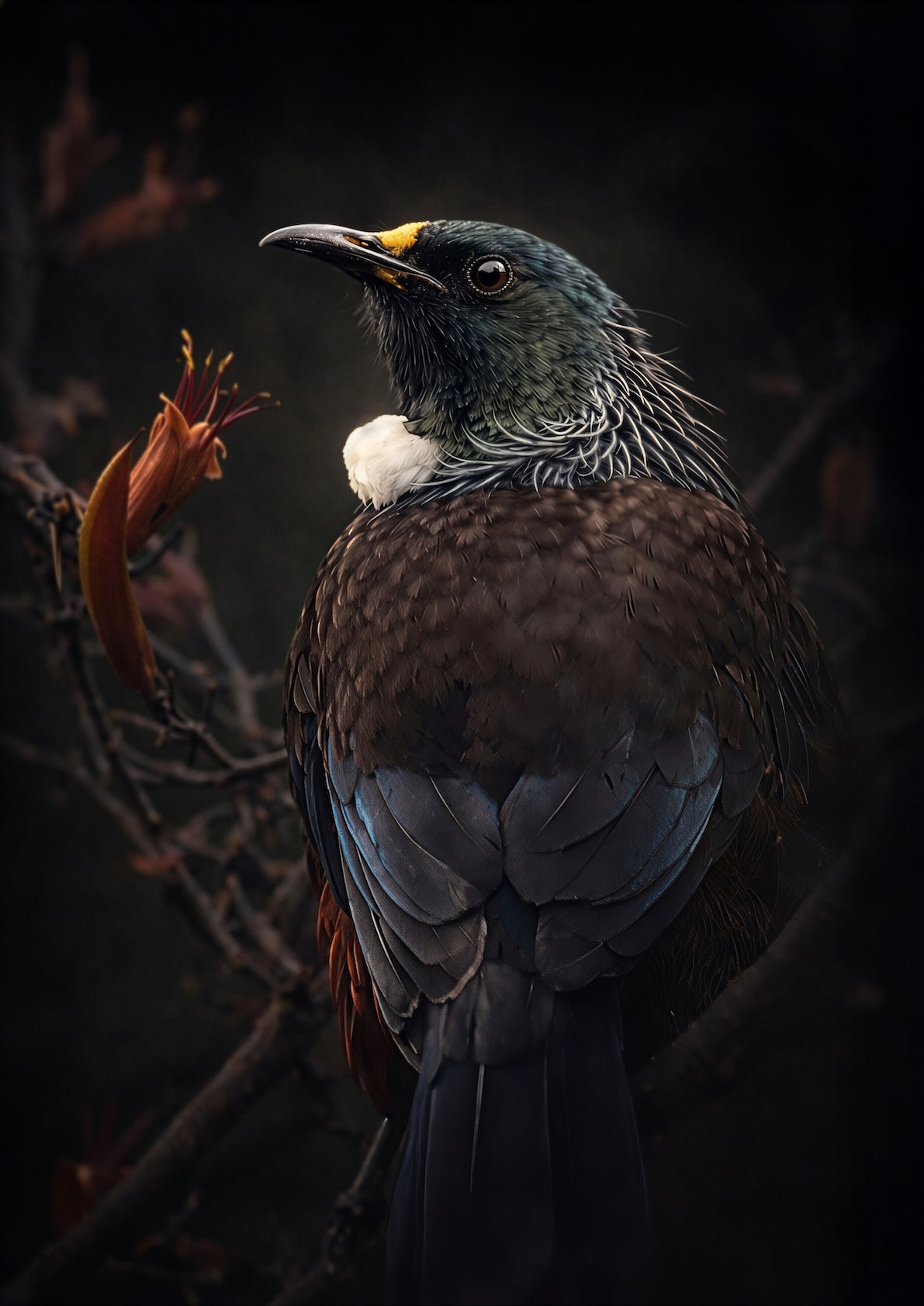 Tūī at dusk